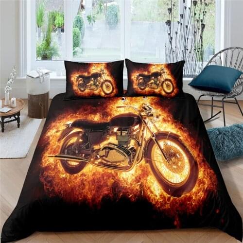 Luxury 3D Motocross Racing Printed Kids Bedding Set Comfortable Motorcycle Duvet Cover Pillowcase Home Living Queen/King Size