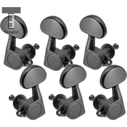 Tooyful Pack of 6 Iron Full Closed Tuning Pegs Tuning Keys Tuners Black 3L3R for Electric/Acoustic Guitar Replacement Parts