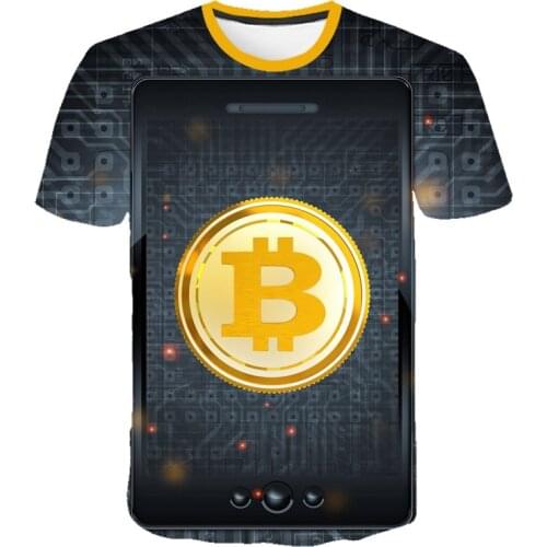 Colorful Bitcoin mans T-shirt Cool fashion Colors Tee Shirt 3D Print O-neck short-sleeved mens clothing oversized t-shirt