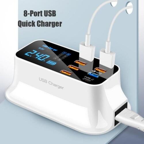 8 Ports Quick Charge 3.0 Led Display USB Charger For Android iPhone Adapter Phone Tablet Fast Charger For xiaomi huawei samsung