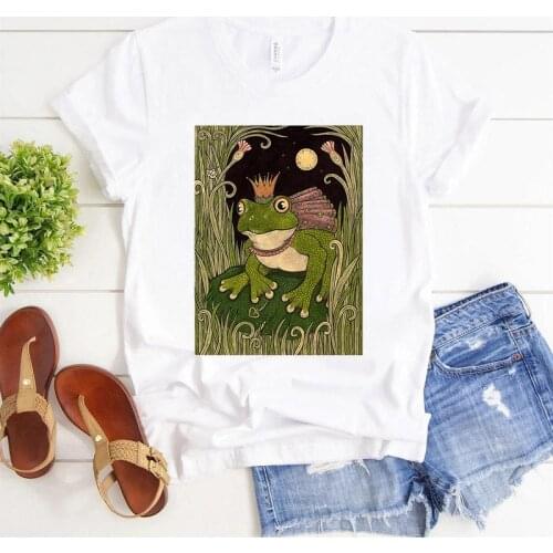 Clothes Print Frog Animal Tshirt Female Tee Top Ladies Graphic T-shirt Women 2021 Short Sleeve Printing Fashion Lady
