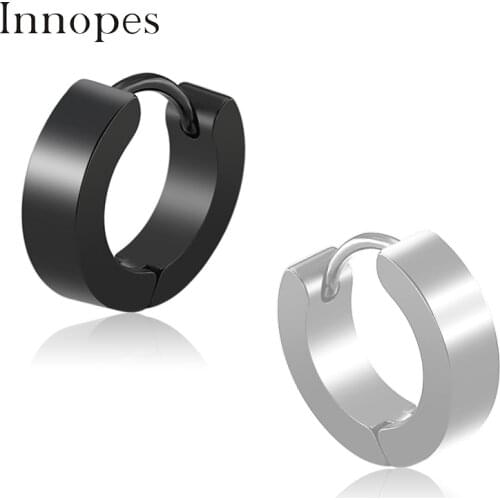 Punk Double Sided Geometry Earrings Black Flat Back Earrings Stainless Steel Jewel For Women Bts Unicorn Earrings Simple Korean