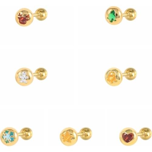 BOAKO 925 Sterling Silver Christmas Snowflake Small Stud Earring New Arrival Zircon Piercing Earring for Women 2021 Jewelry Gift