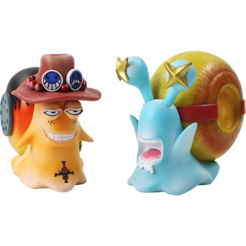 2pcs/lot Anime Figure Den Den Mushi Telephone Fax Mashine Luffy Ace Like Playing House Cosplay Model Toys