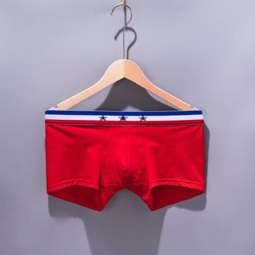 2021 Fashion Brand Mens Solid Star Print Underpants Man Slip Gay Pouch Boxers Cotton Underwear Sexy Panties Mens Boxer Shorts