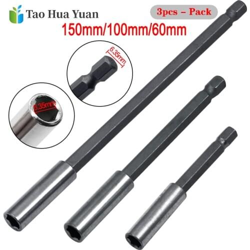 3pcs/set 1/4 Hex Shank Quick Release Electric Drill Magnetic Screwdriver Bit Holder 60mm 100mm 150mm Power Tool Accessories Set
