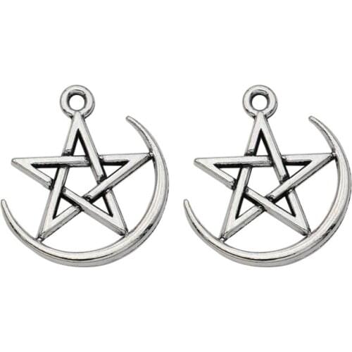30PCS Antique Silver Plated Star Charms Pendants for Bracelet Jewelry Making DIY Handmade Craft 18mm