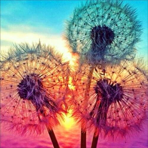 ARMYQZ 5D Diamond Painting Sunset Dandelion Landscape Diamond Embroidery Kit Home Decor Kids DIY Craft