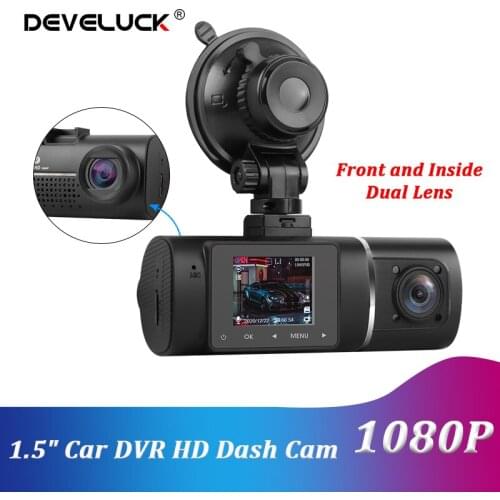 2021 Dual Lens 1.5" Mini Car DVR Dash Cam Front and Inside Camera Driving Recorder Parking Monitoring Vehicle Registrar