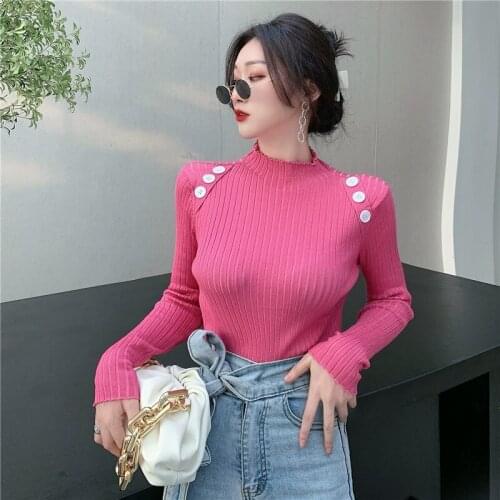 Crewneck striped basic bottoming sweater elegant fashion simple solid pullovers winter soft thick pullovers 2020 new winter tops