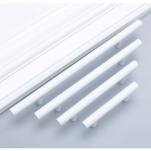 White Cupboard Handle Brushed Stainless Steel Kitchen Cabinet Door Knob Furniture Drawer Pull Hardware Pulls T-Bar Handle