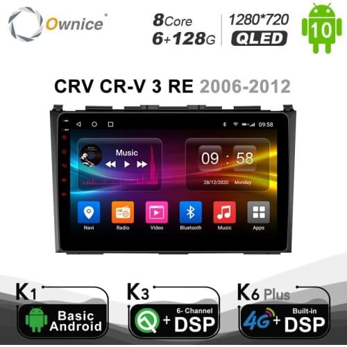 Carplay 6G+128G Android 10.0 Car GPS Multimedia Player For Honda CRV CR-V 3 RE 2006 - 2012 Autoradio 4G LTE SPDIF 1280*720 Radio