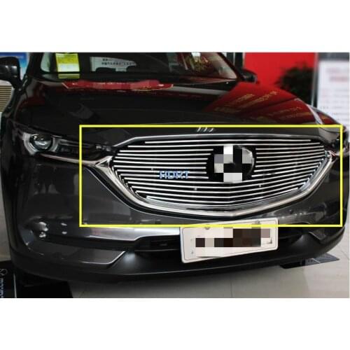 For Mazda CX-8 CX8 2018 2019 ABS Chrome Front Center Mesh Grille Grill Cover Radiator Strip Trim Decoration Car Styling