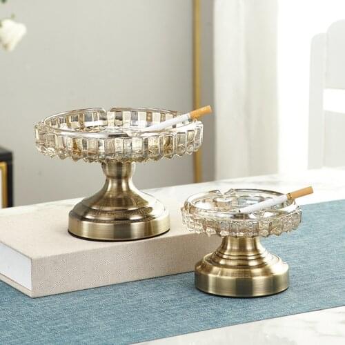 European Crystal Glass Ashtrays Modern Desktop Decorative Ashtray Creativity Coffee Table Ornaments Home Living Room Decoration