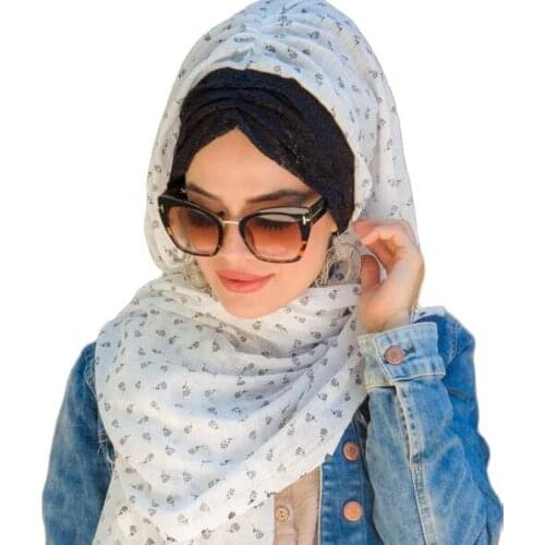 Cotton print muslim hijab scarf islamic inner hijab caps arab shawl hijab femme musulman turbante mujer lace ready shawls