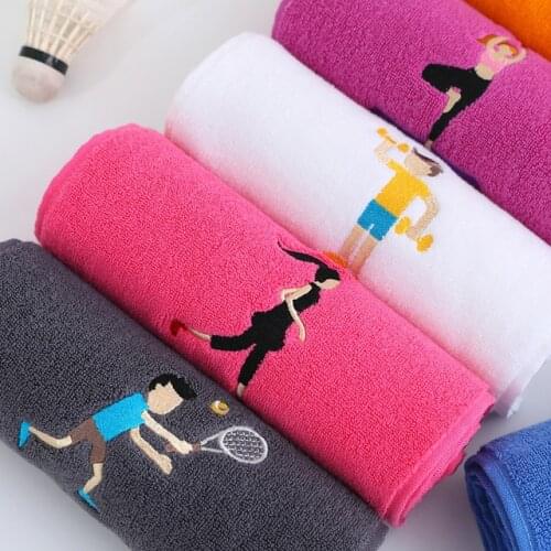 2PCS/lot Cotton Embroidery Sports Towel Soft Absorbent Yoga Gym Camping Golf Fitness Sweat Towel Sports Cartoon Towel 25*110cm