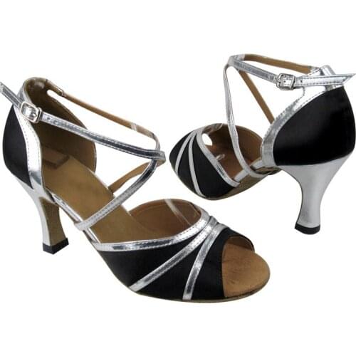 KeeWooDance Free shipping NEW womens shoes Ladies Latin dance shoes -satin with patent trim