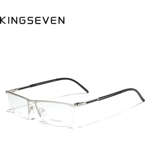 KINGSEVEN DESIGN Men Titanium Alloy Glasses Frame Fashion Male Business Style Ultralight Custom prescription lenses 1.56 1.61
