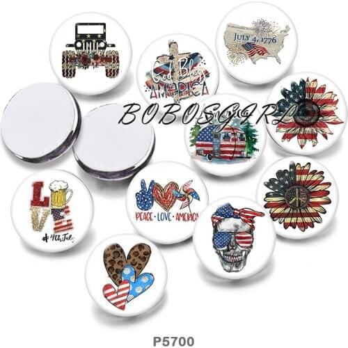 USA 4th Of July 12mm/18mm/20mm/25mm/30mm Round Glass Cabochon Flat Back Making Findings P5700