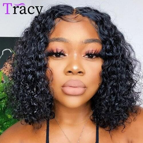 Kinky Curly Bob Human Hair Wigs 4X4 Lace Closure Bob Wigs Kinky Curly Short Bob Wigs Malaysian Remy Lace Frontal Human Hair Wigs