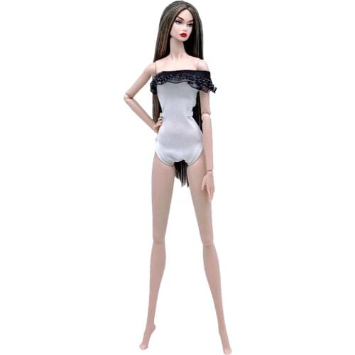 NK Newest 1Pcs Doll Fashion White Lace One-Piece Swimsuit Beach Swimsuit For Barbie Doll Best Girl Gift Baby Toy 079C 8X