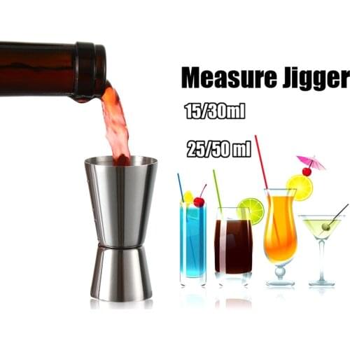 1PC 15/30ml 25/50ml Stainless Steel Measure Jigger Cup Dual Shot Cocktail Wine Shaker Drink Spirit Barware Home Kitchen Gadgets