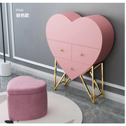 Multifunctional dressing table heart-shaped bedroom wall-mounted dressing table with lamp net red princess dressing table light