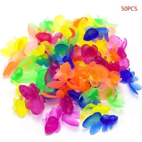 50Pcs/bag Kids Toy PVC Plastic Simulation Small Goldfish Lifelike Gold Fish Model for Children Bath Beach Toys