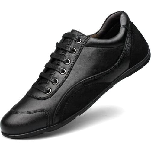 Big Size:36-48 QIYHONG Brand Fashion Full Grain Leather Men Shoes, High Quality Black Men Casual Shoes
