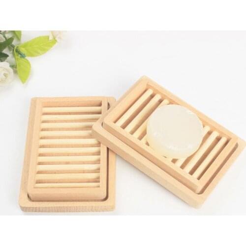 Soap Rack Plate Box Wooden Natural Bamboo Soap Dishes Tray Holder Storage Portable Bathroom Soap Storage Box SN3624