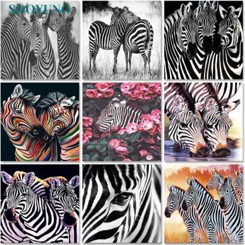 SDOYUNO 40x50cm Paint By Numbers Animals DIY Set of Acrylic Paint For Painting By Numbers On Canvas Zebra Home Decor Wall Art