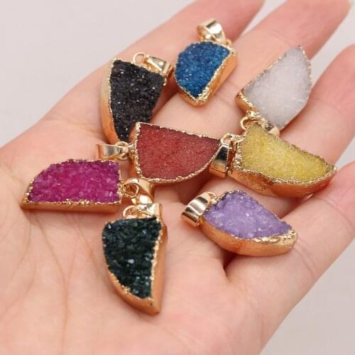 2021 New Natural Stone Agates Druzy Pendant Knife-shaped Crystal Quartz Charms for Jewelry Making DIY Necklace Earring Gift