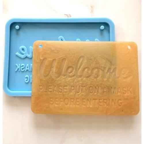 2021 New DIY Welcome-Door Plate Resin Mold Silicone Letter Sign Resin Mold Craft Tools 2020 trend