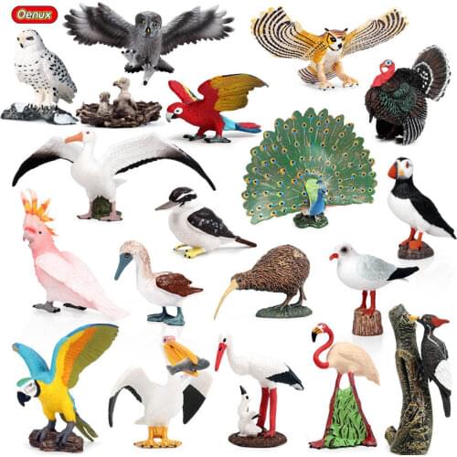 Oenux Cute Lovely Bird Animals Action Figure Woodpecker Parrot Eagle Phoenix Birds Miniature Model Home Garden Decoration Toy