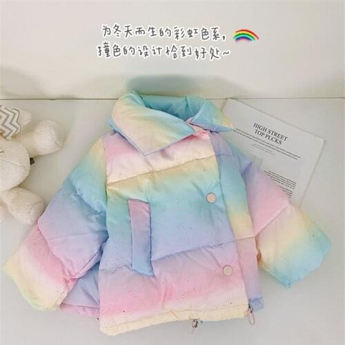 2-7 Years Winter Girls Fashion Colorful Parkas Baby Kids Children Thick Warm Coat Outerwear