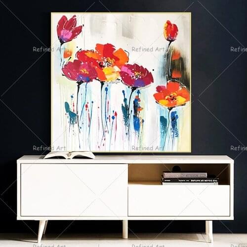 Hand Painted Abstract Beautiful Flowers Oil Painting on canvas for Living Room Home Wall Art Decoration
