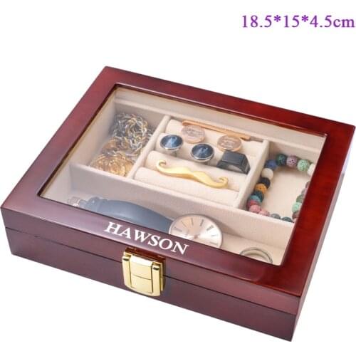 New Luxury Wood Jewelry Box Vintage wood Multifunction Display Box Elegant Dark Brown Storage Case Luxury Cufflinks Jewelry Dis