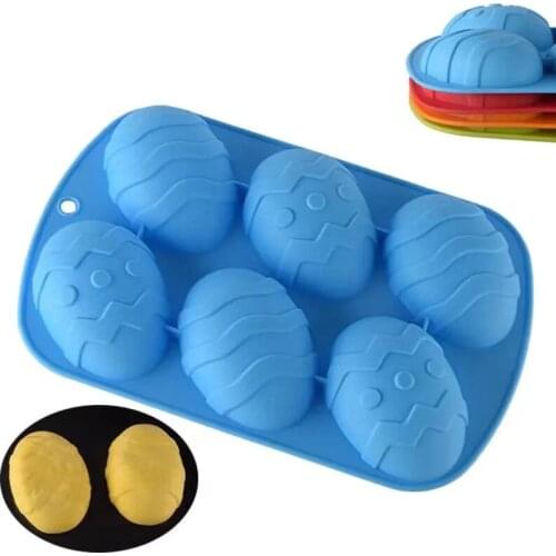 6 Cavity Easter Egg Shaped Silicone Baking Mold Cake Mold Muffin Chocolate Cookie Baking Mould Pan 3D Ice Maker Mould