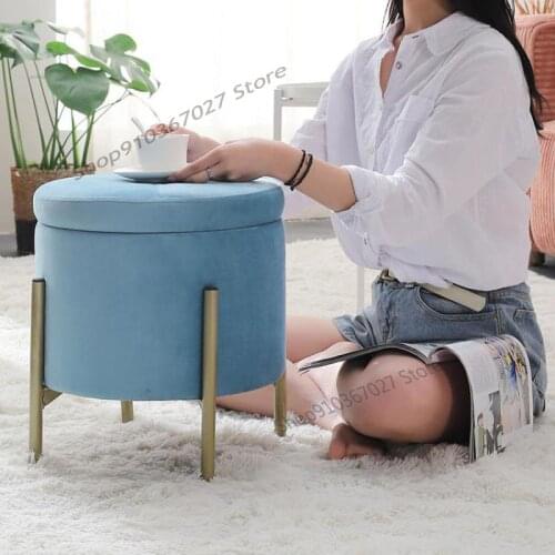 Storage Stool Net Red Lazy Makeup Stool Living Room Fabric Sofa Stool Nordic Light Luxury Household Dressing Stool
