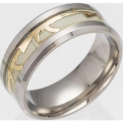 Luminous Plated Ring Dark AK47 Pattern Dragon Inlay Green Background Fashion Men Fluorescent Glowing Rings
