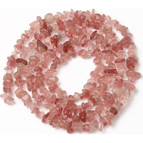 Natural Irregular Gravel Chips Strawberry Quartzs Stone Beads Loose Spacer Beads for Jewelry Making DIY Bracelets Supplies 33"