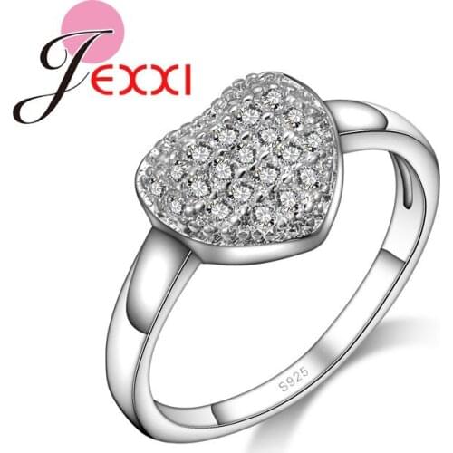 High Quality Stamp Silver Jewelry Romantic Heart Shape Fashion Women Party Wedding Rings Birthday Gifts