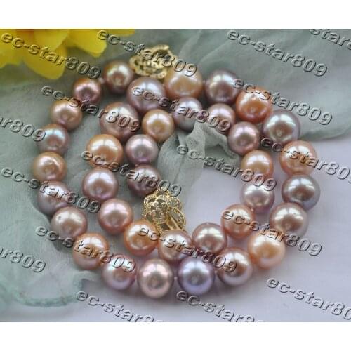 Z11187 A++ 18" 14mm Round Natural Pink Lavender Edison KESHI Pearl Necklace CZ Choker Fine Women Fine Jewelry