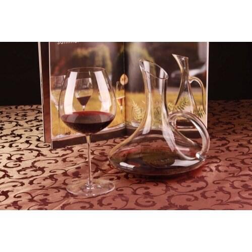 1PC Flat Base Red Wine Decanter Handmade Crystal Wine Pourer Premium Water Carafe Thickened Wall 1700ml JS 1101