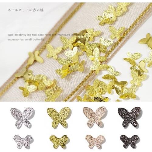 10pcs/Lot Butterfly Nail Decals 3D Metal Art Glitter Butterflyknot Salon Accessories Gold Silver Colors Decorations