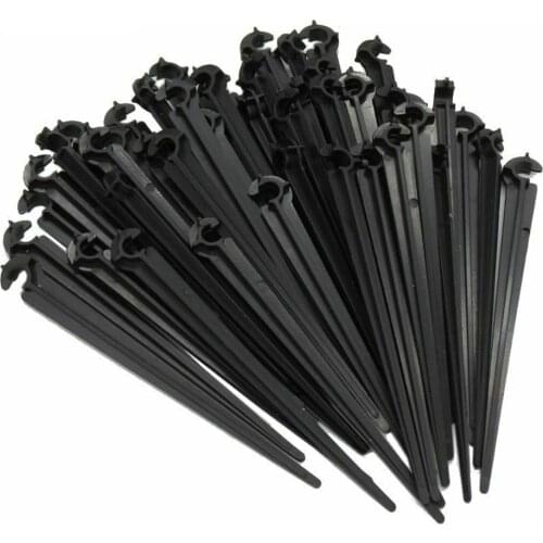 100 Pcs 1/4" Inch Drip Irrigation water Hose Pipe Support Bracket Holders Hose pipe C Shape Fixed Stems Holder Garden Irrigation