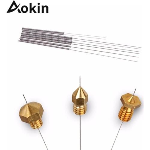 Aokin 5pcs Stainless Steel Nozzle Cleaning Needle 0.15mm 0.2mm 0.25mm 0.3mm 0.35mm 0.4mm Part Drill For Nozzle 3D Printers Parts