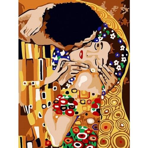 Full Square Diamond 5D DIY Diamond Painting Gustav Klimt The Kiss Abstract Couple Embroidery Cross Stitch Mosaic Painting Decor