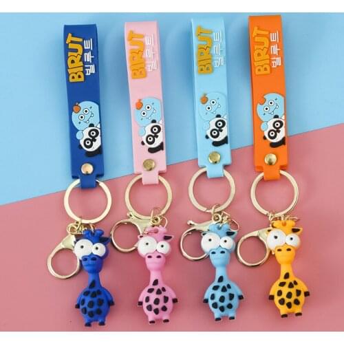 Anime Keychain Cute Eyes Giraffe Key chain Friends Gift Car Keychain Ladies Student Bags Mobile Phone Keychain Accessories