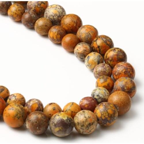 Natural Orange Sea Sediment Jaspers Beads for Jewelry Making DIY Handmade Bracelets Necklaces 6 8 10mm Round Loose Spacer Beads